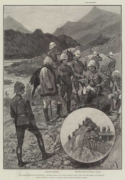 The Black Mountain Expedition, General Elles and Staff getting First Sight of the Enemy at Shringri by Richard Caton Woodville junior